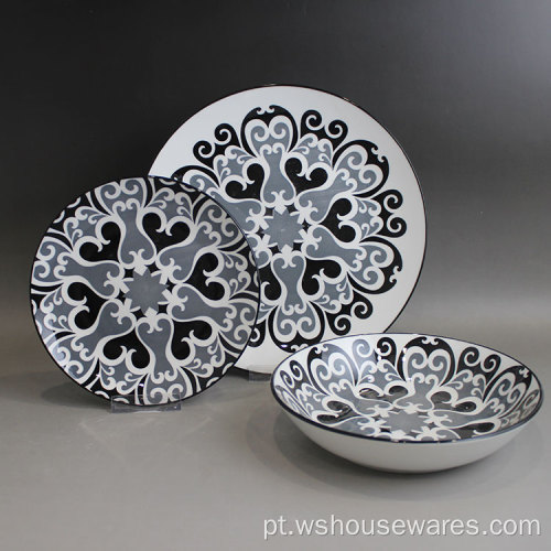 Hot Sale Pad Pringing Dinner Set Placas de cerâmica